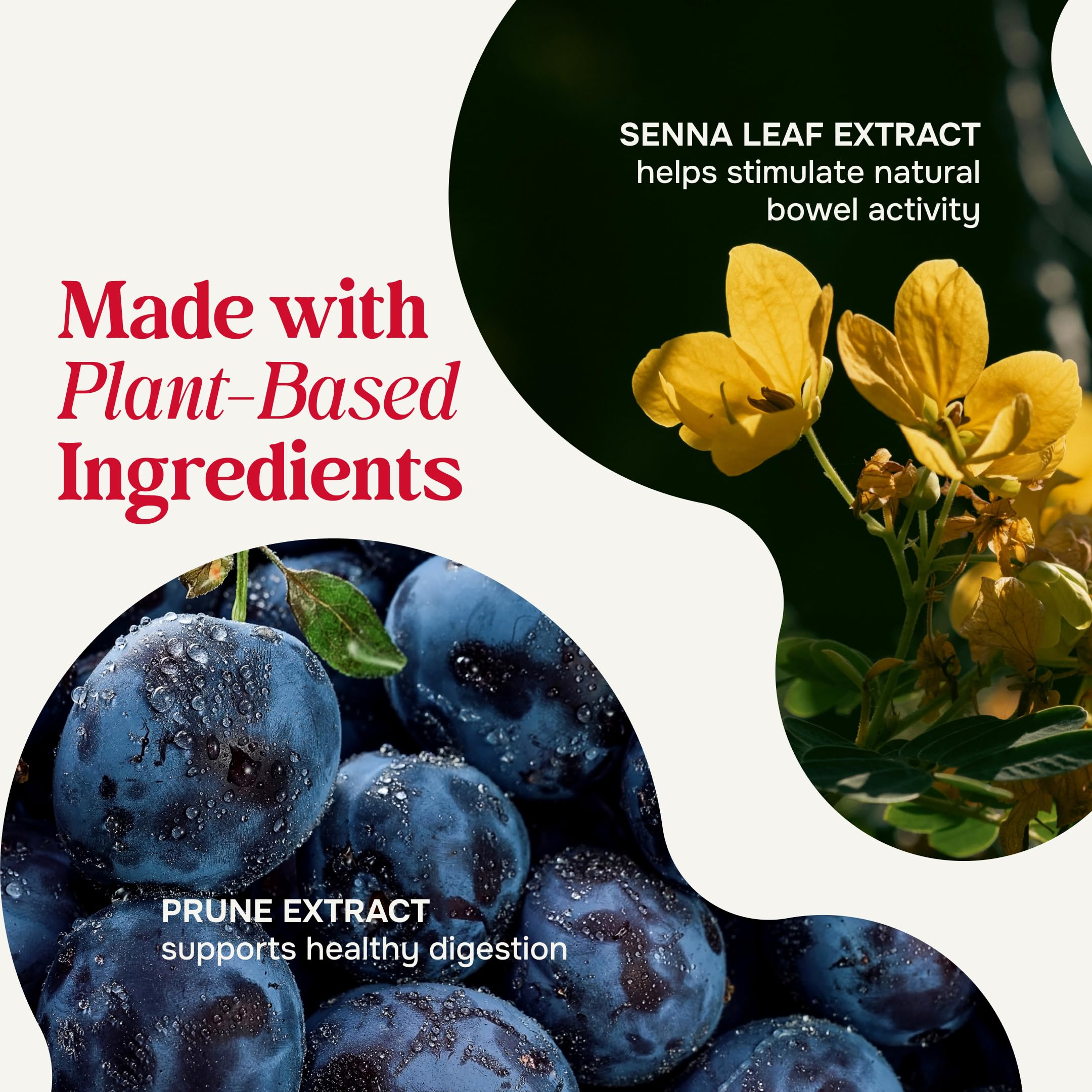 Prunelax Ciruelax ingredients panel highlights senna leaf extract for gentle relief.