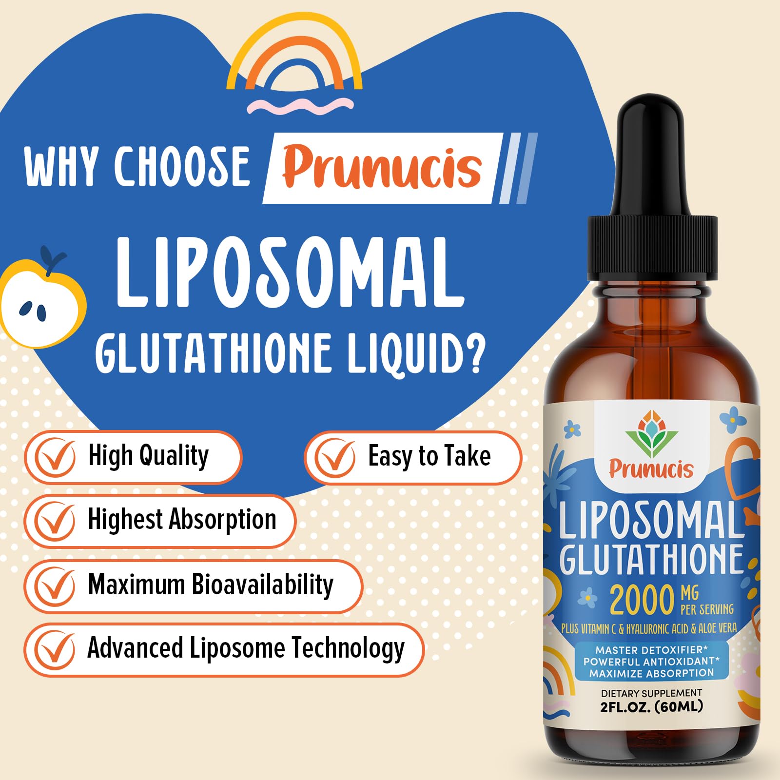 Total 2000 mg per bottle with L-Glutathione per serving