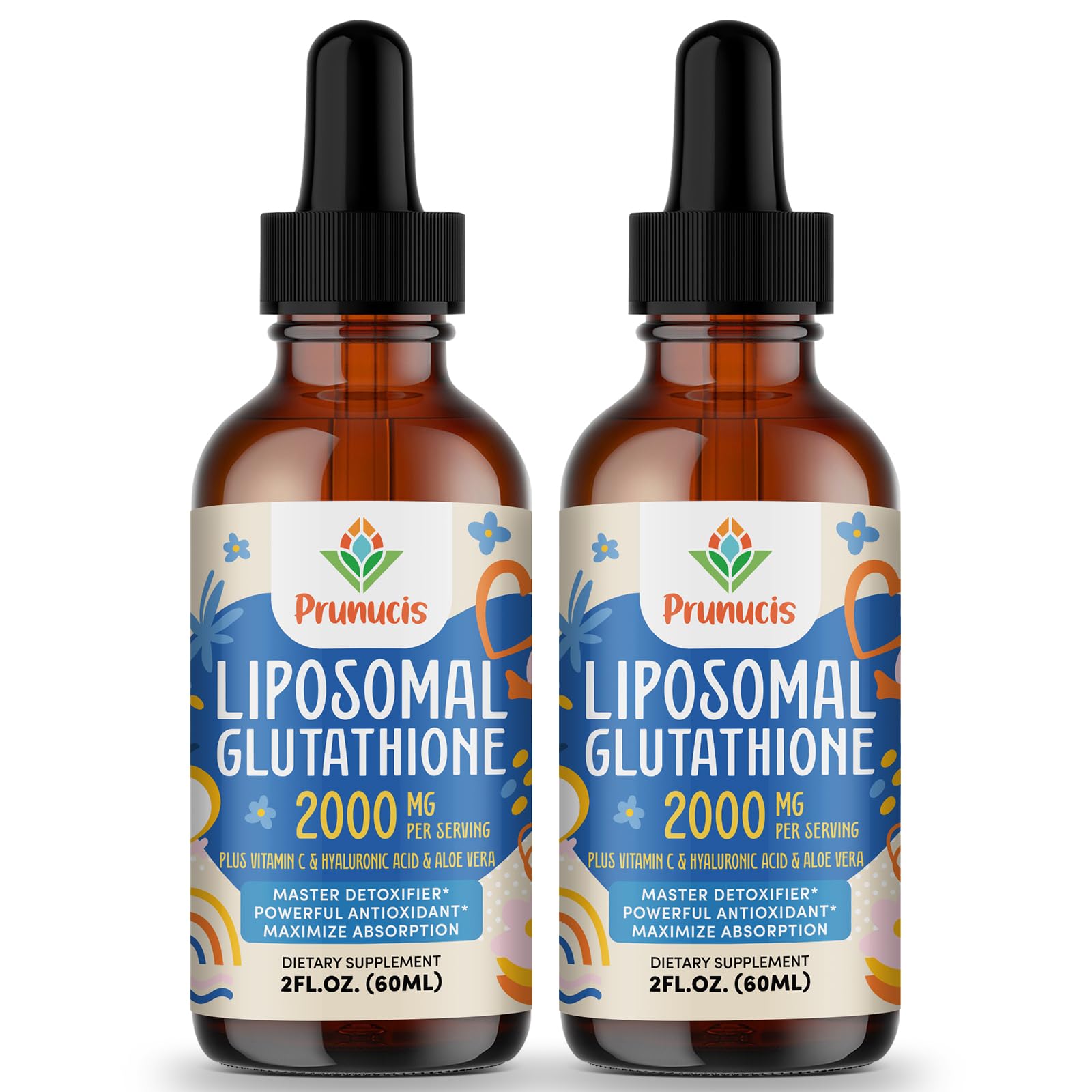Front view of Prunucis 2000MG Liposomal Glutathione Liquid bottle