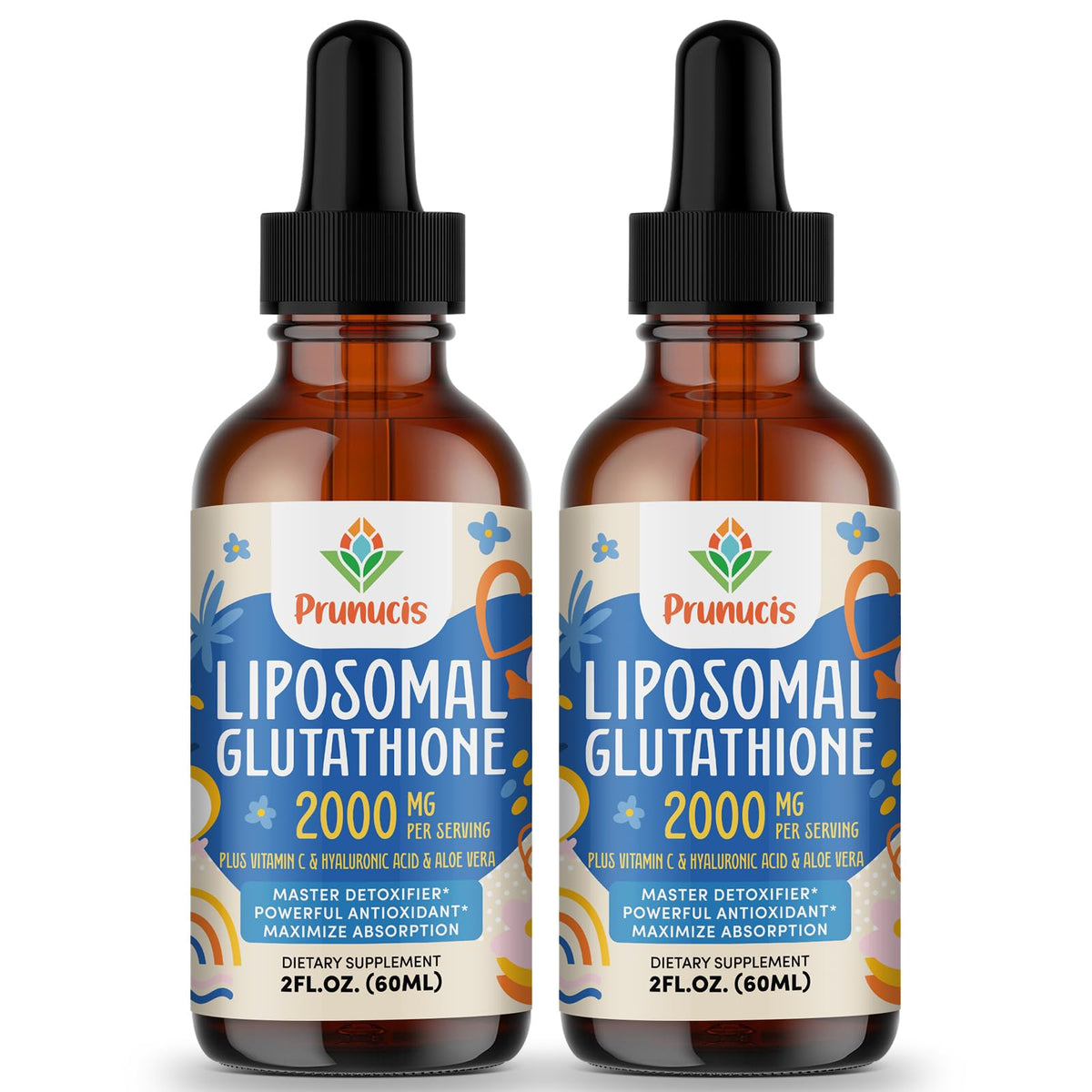 Front view of Prunucis 2000MG Liposomal Glutathione Liquid bottle