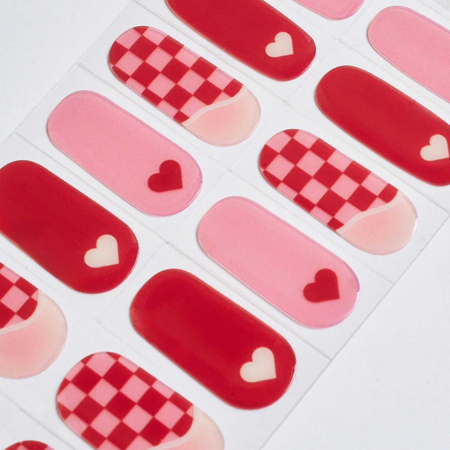 PSBRBAD Valentine gel strips in white hearts offering durable, trendy wear