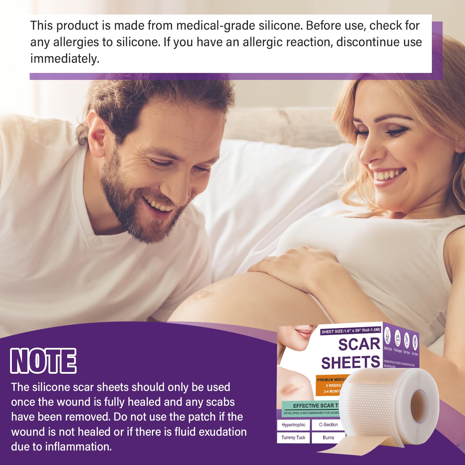 Psecici silicone scar sheets washable and reusable in daily use