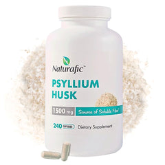 Psyllium husk capsules bottle labeled 1500mg