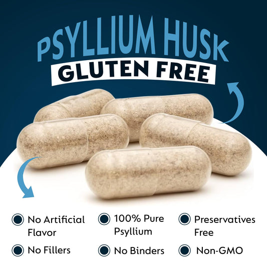 Close-up of psyllium husk capsules