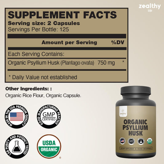 Psyllium husk capsule ingredients close-up