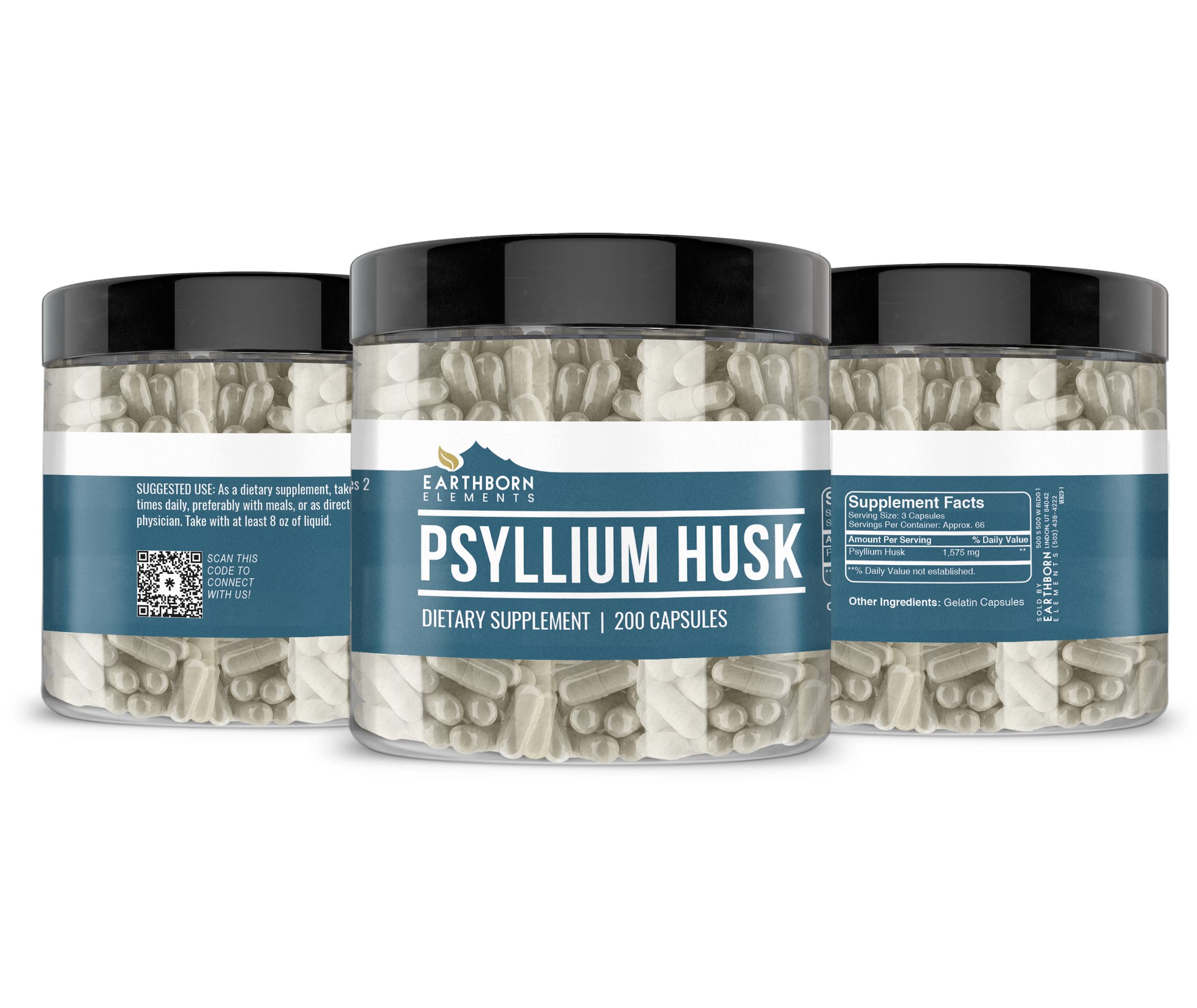 Close-up of psyllium husk capsules