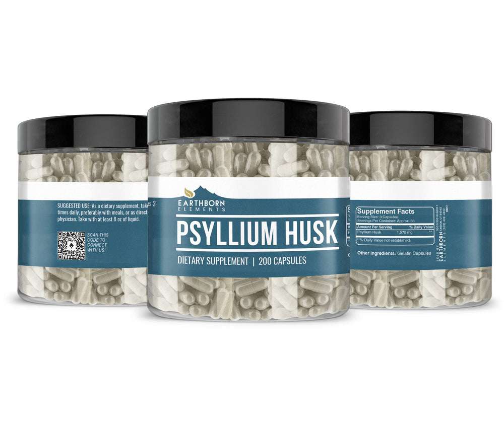 Close-up of psyllium husk capsules