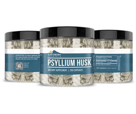 Close-up of psyllium husk capsules