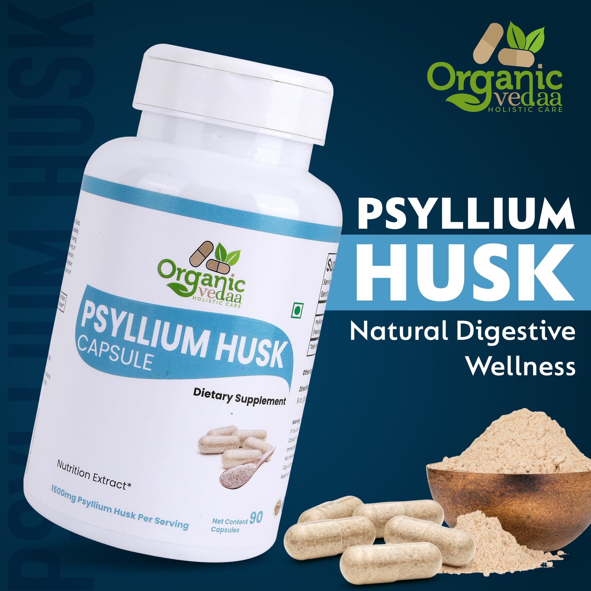 Fiber content illustration for psyllium husk capsules