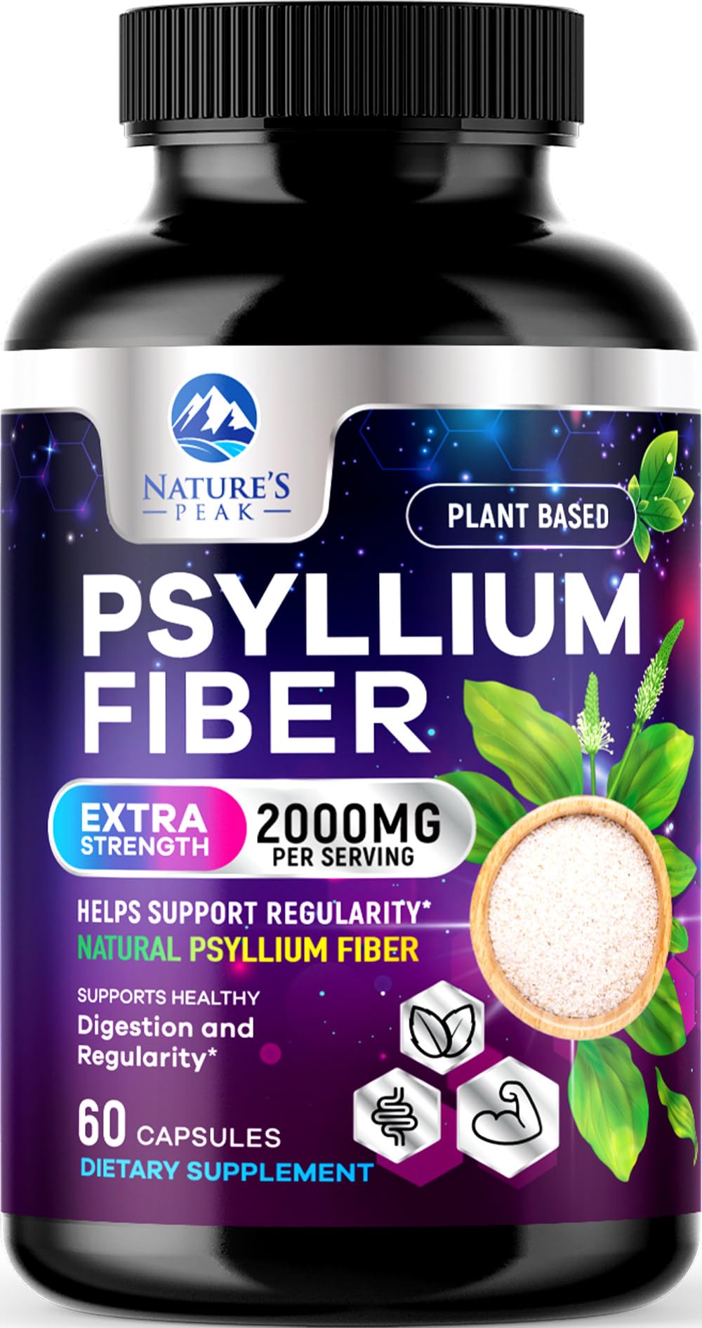Front bottle of Psyllium Husk Fiber Supplement 1500mg