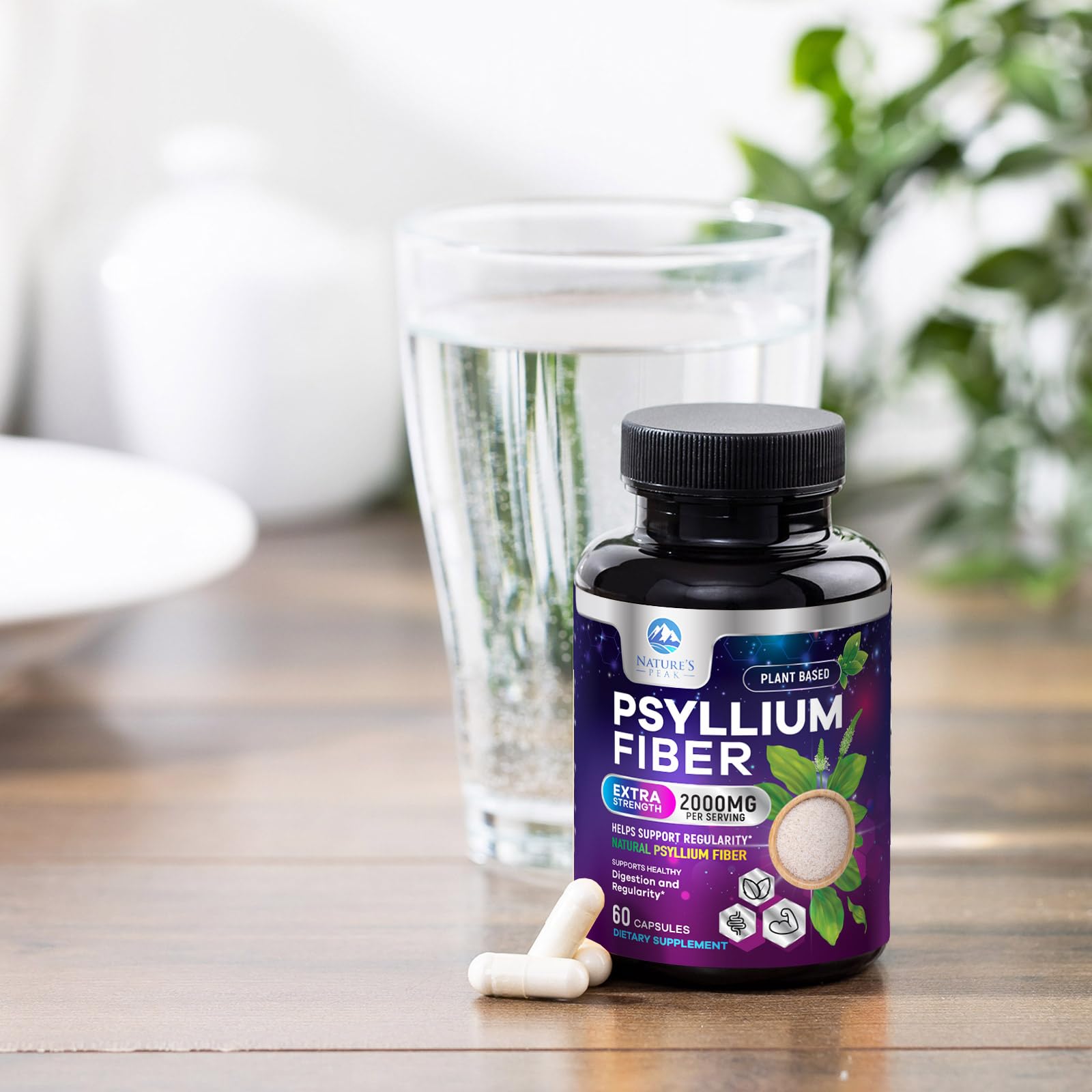 Natural psyllium husk powder capsules image