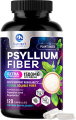 Front view of Psyllium Husk Fiber supplement bottle with label