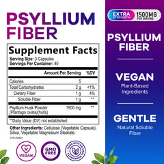 Close-up of psyllium husk fiber capsules in a clear bowl