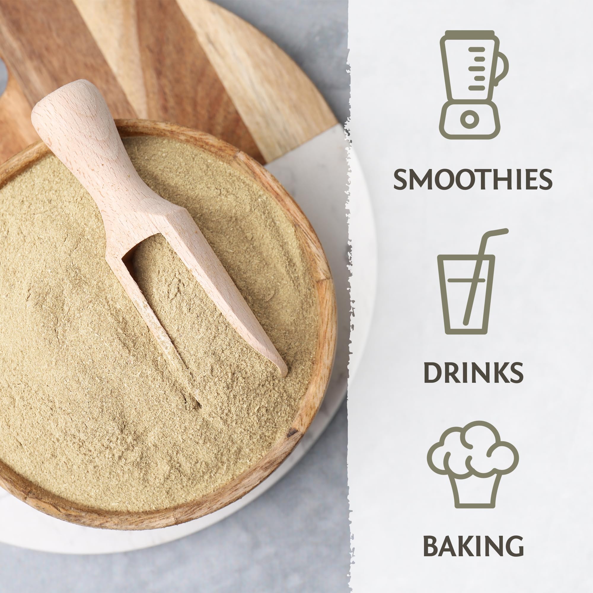 Psyllium husk powder being poured into a glass of water