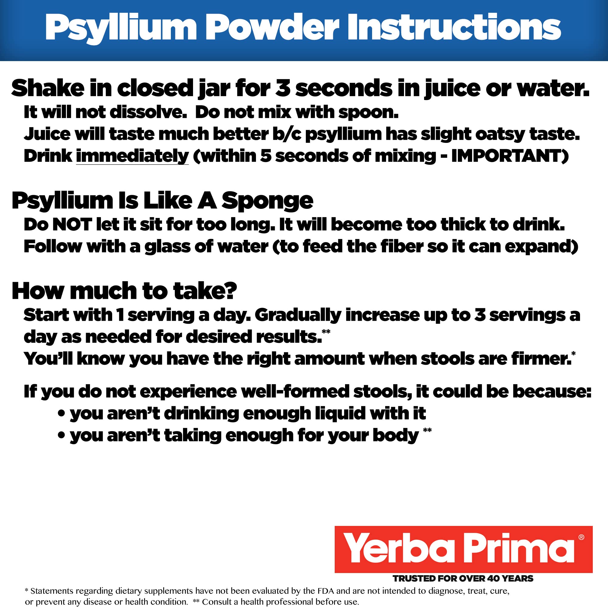 Unflavored, sugar-free psyllium husk powder for baking and smoothies