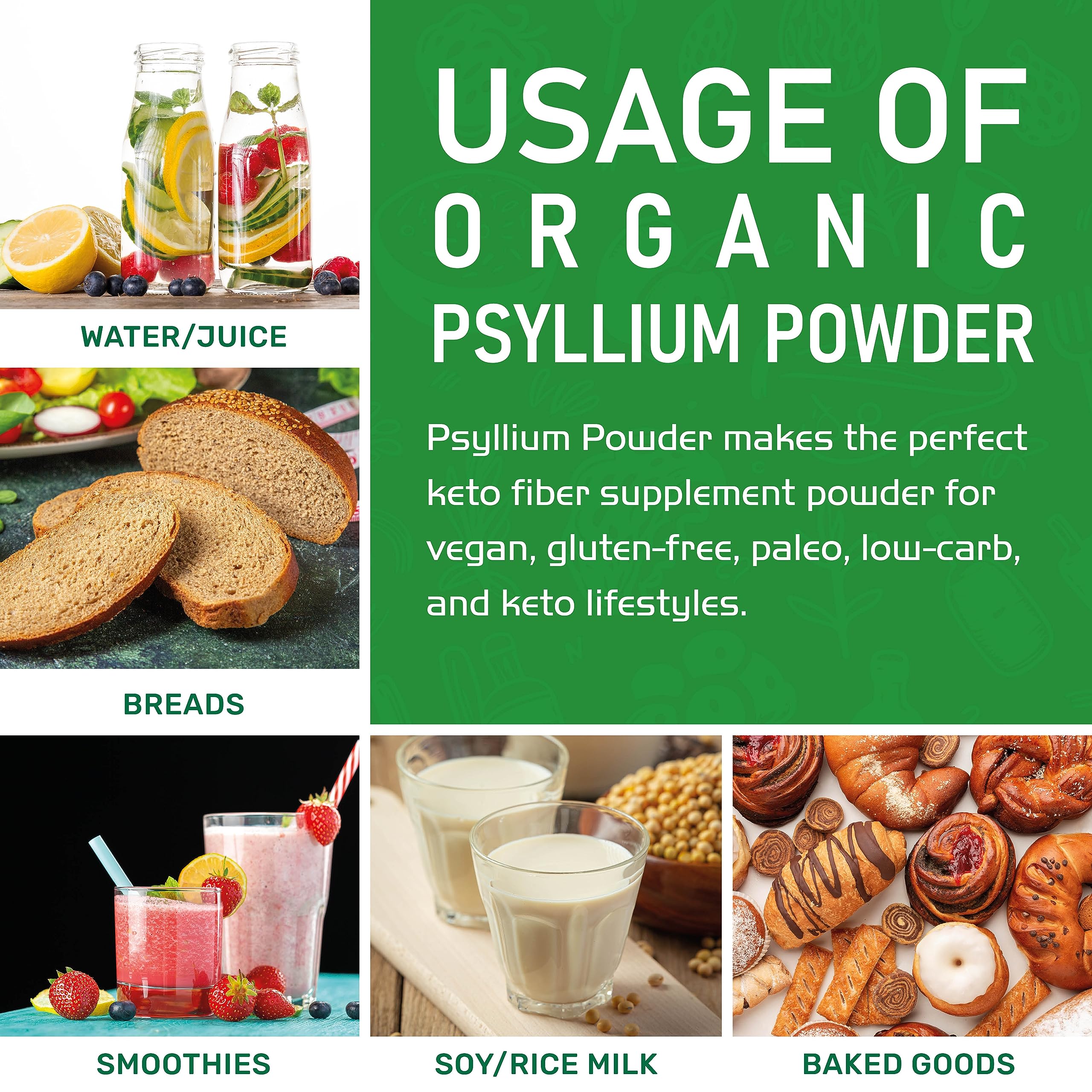 Vegan-friendly psyllium husk powder for keto and gluten-free diets