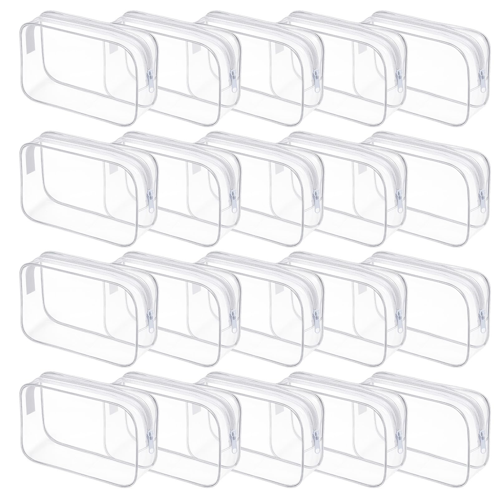 Ptwola clear cosmetic bag set view showing 20-pack collection for organized travel