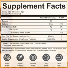 Illustration of probiotic and prebiotic fiber gummies