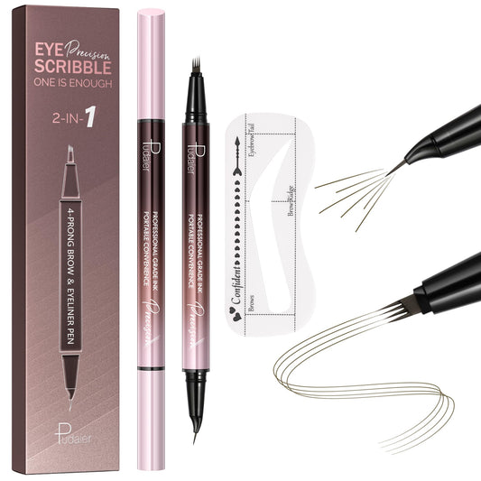 Pudaier waterproof microblading eyebrow pen for long-lasting natural brows.