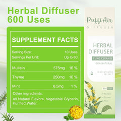 PUFFIAIR mullein blend diffuser pen, clean ingredients for everyday use.