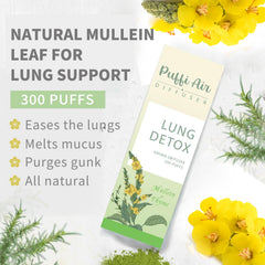 Mullein, thyme, and mint ingredients displayed for PUFFIAIR
