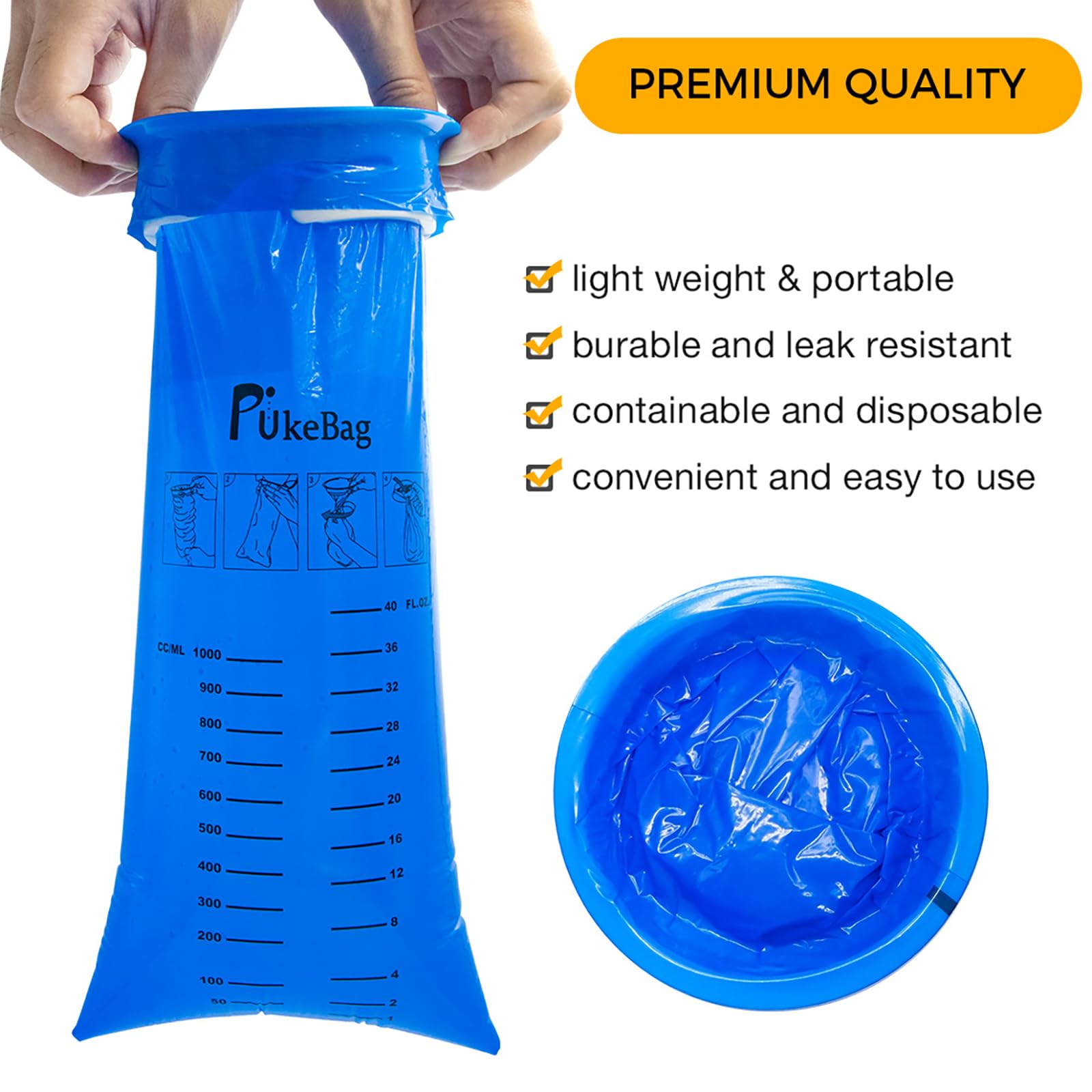 PukeBag individually wrapped bags provide hygienic access anywhere, anytime.