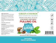 Natural fractionated coconut oil and essential oils used in the pulling oil