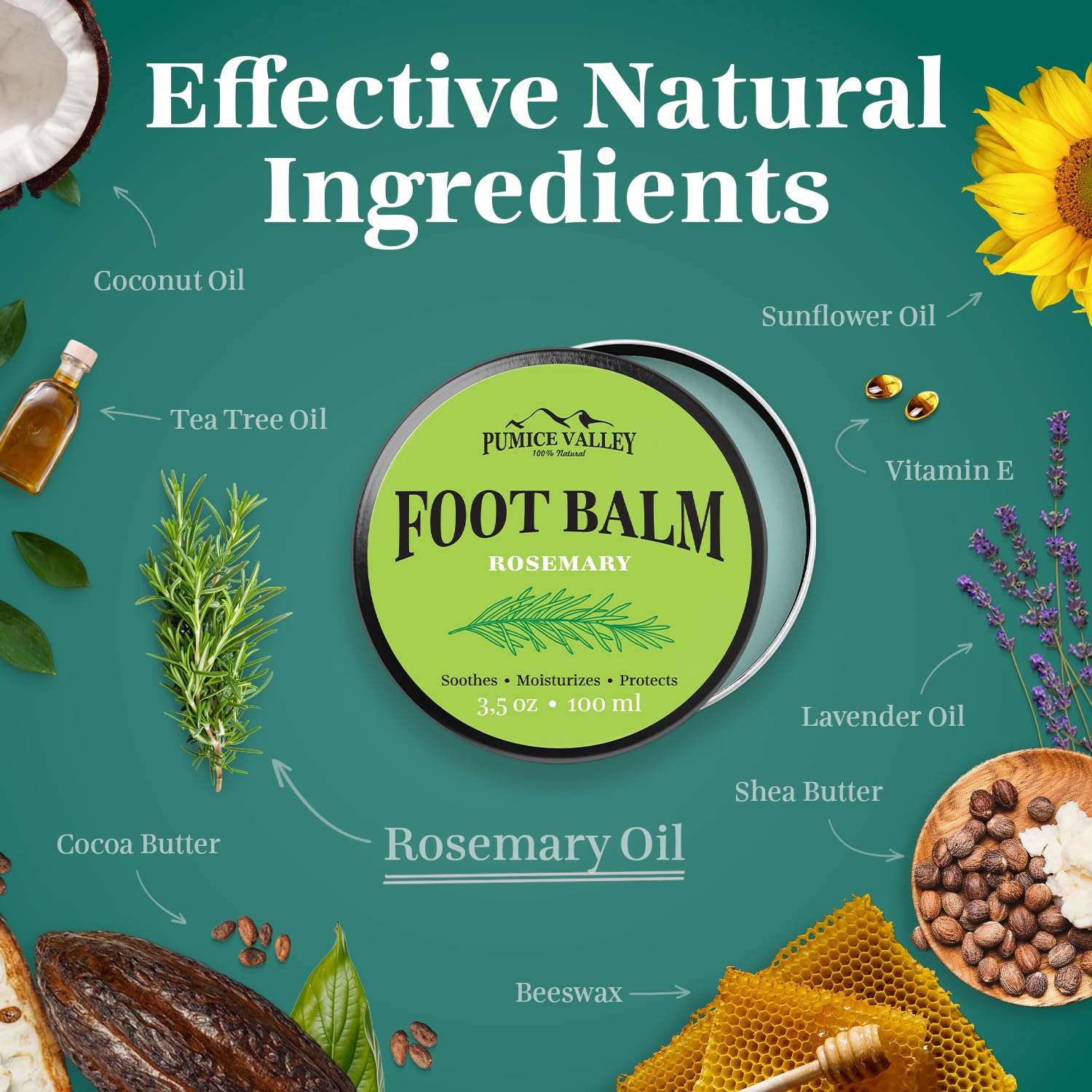 Pumice Valley Foot Balm Cream texture swatch reveals creamy, rich formula for nourishment.