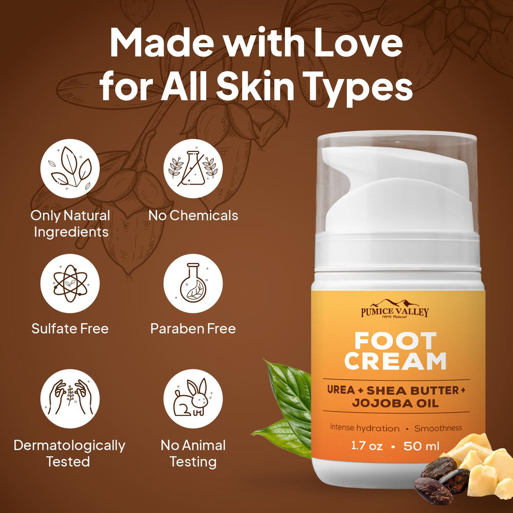 Pumice Valley Foot Cream rich texture swatch emphasizes deep moisturization.