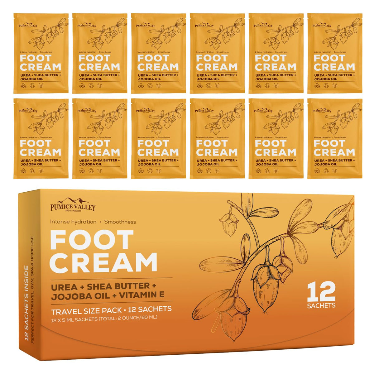 Pumice Valley travel pack foot cream for on-the-go moisture.