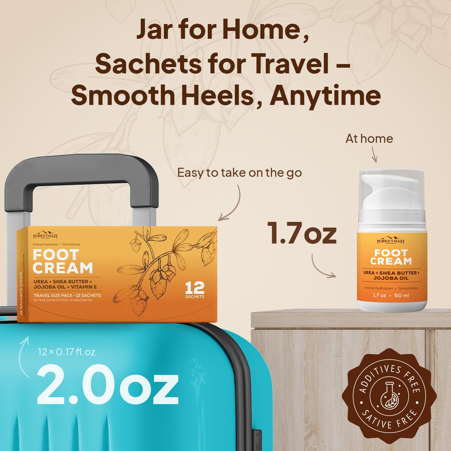 Pumice Valley ingredients: urea, shea butter, and oils for nourishing care.