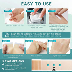 Pumkot scar kit in use on skin showing dual-action repair