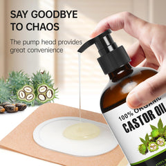 Pump head accessory for the castor oil bottle