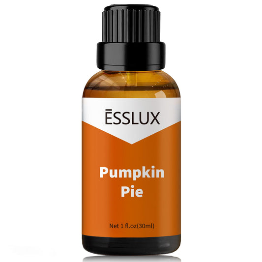 ESSLux Pumpkin Pie Fragrance Oil in amber glass bottle with dropper