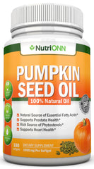 Bottle of NutriONN Pumpkin Seed Oil 1000mg 180 softgels