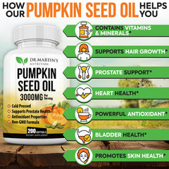 Nutrition facts and ingredients on pumpkin seed oil bottle