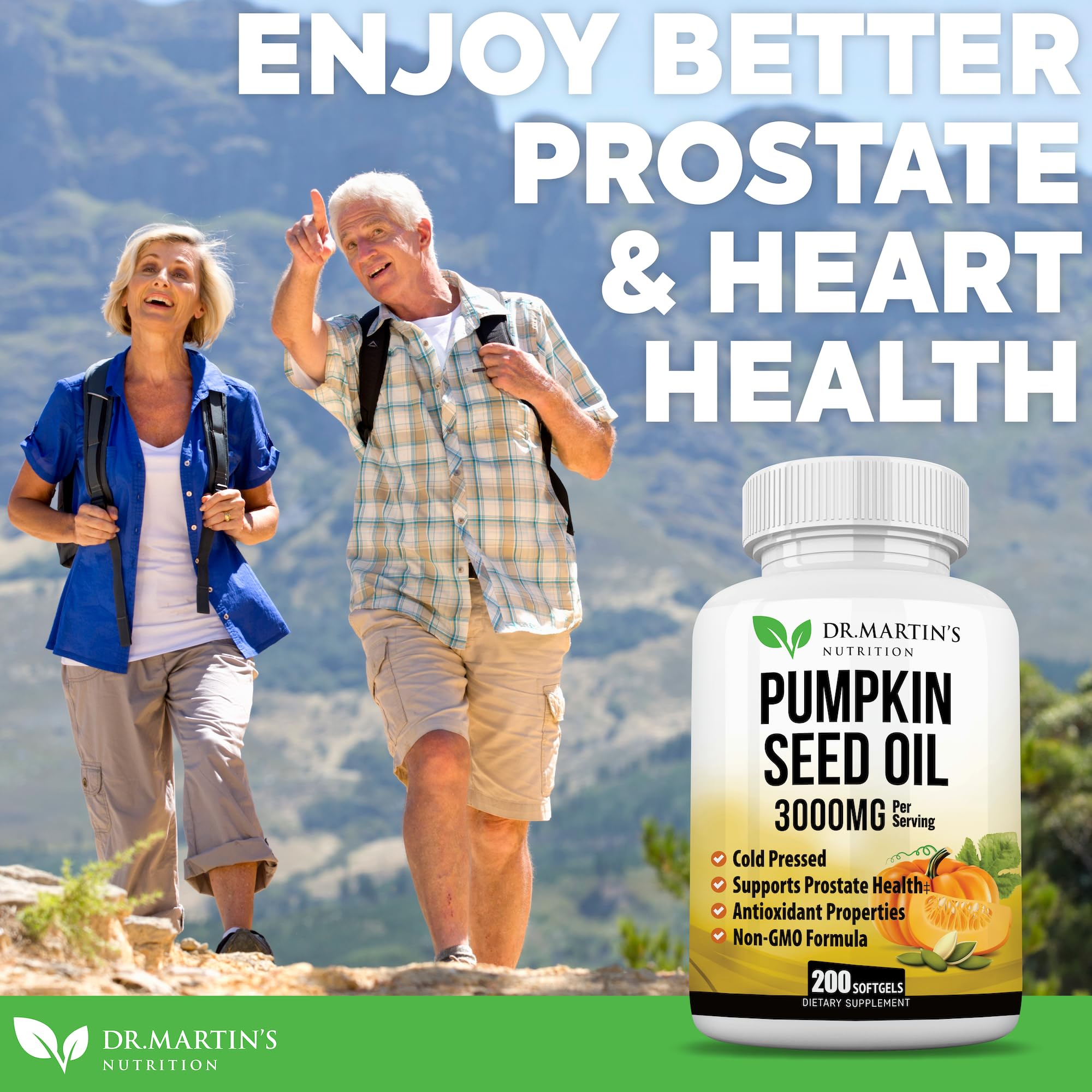 Prostate health and urinary function concept with pumpkin seed oil