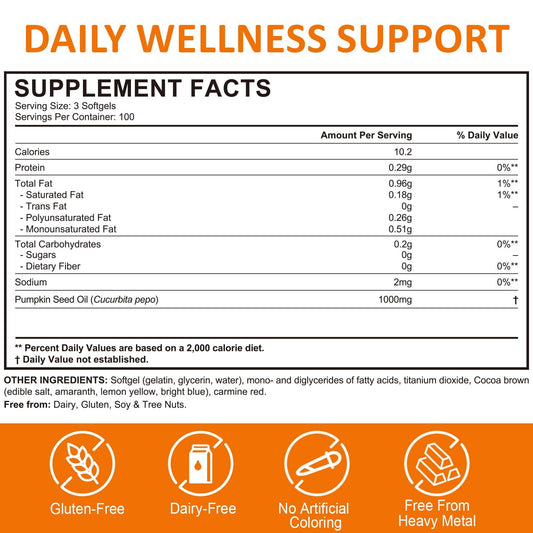Close-up of cold-pressed pumpkin seed oil capsules