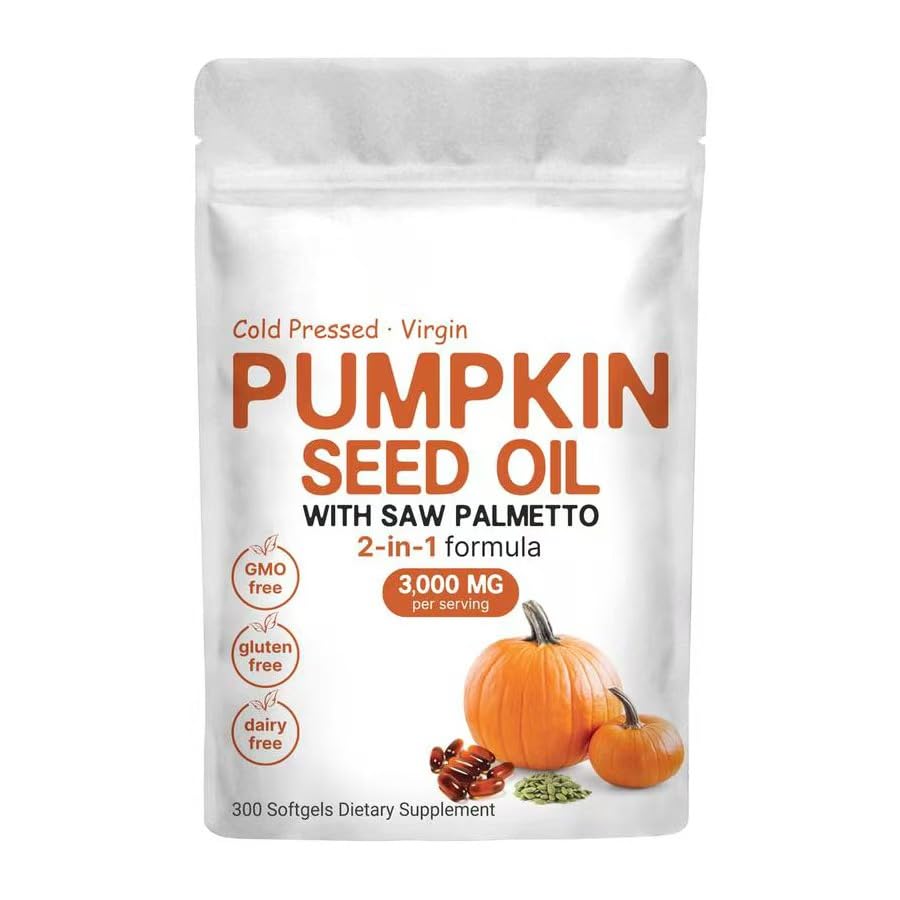 Pumpkin Seed Oil Capsules 3000mg with Saw Palmetto - 300 Softgels