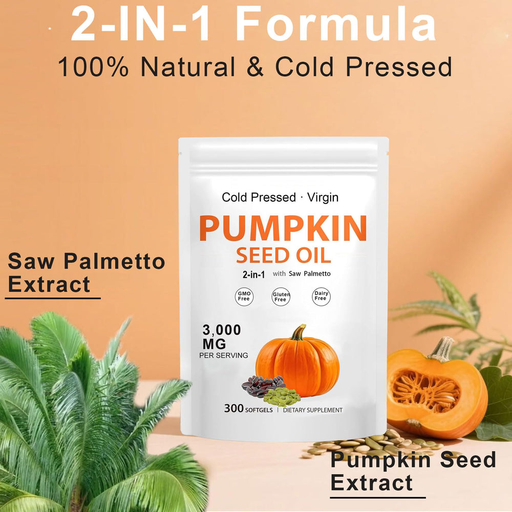 Close-up of cold-pressed pumpkin seed oil bottle