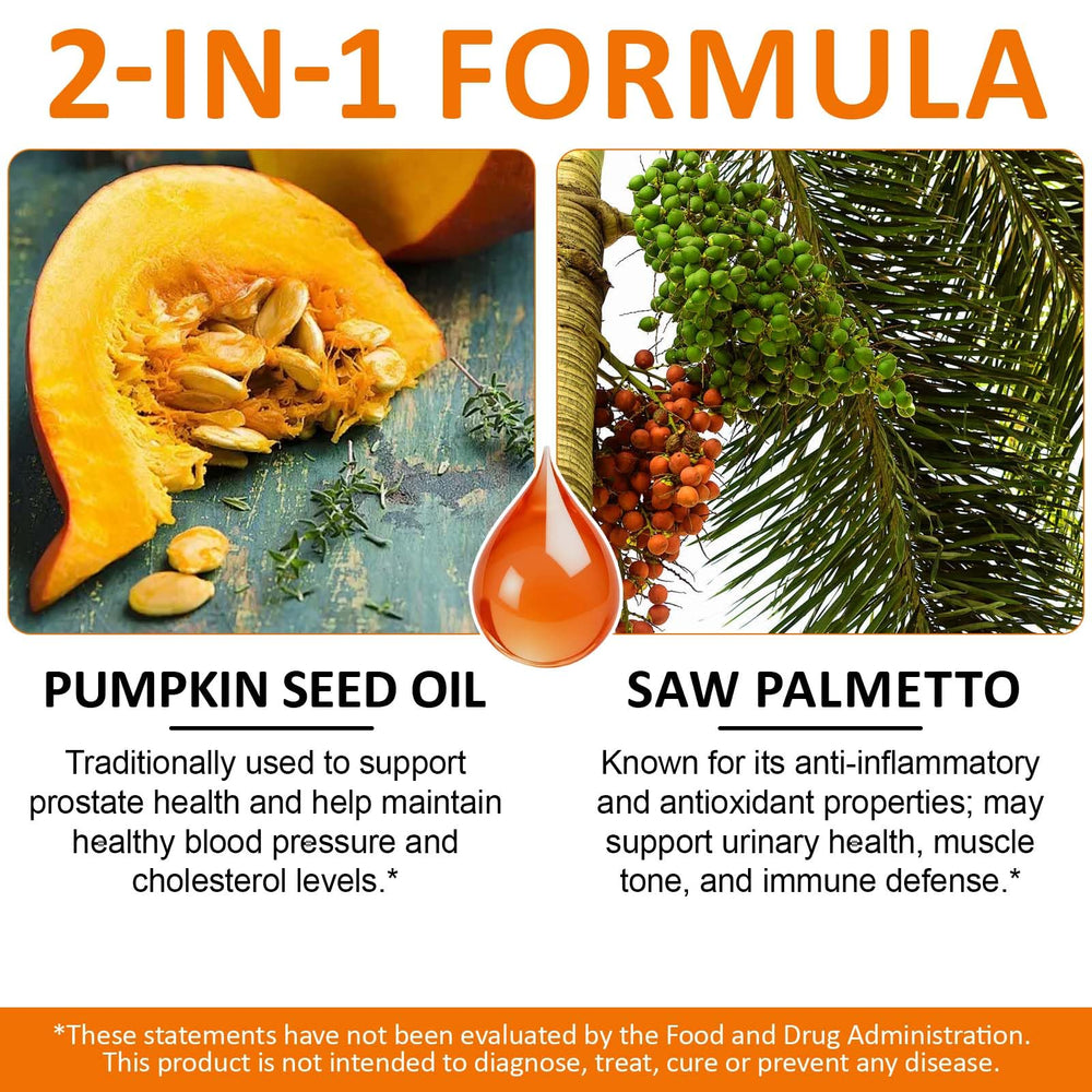 Non-GMO pumpkin seed oil capsules with saw palmetto