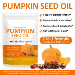 Softgel capsules containing pumpkin seed oil and saw palmetto