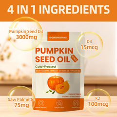 Label highlighting 3000 mg and key ingredients Saw Palmetto D3 K2