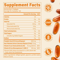 Close up of pumpkin seed oil softgel capsules