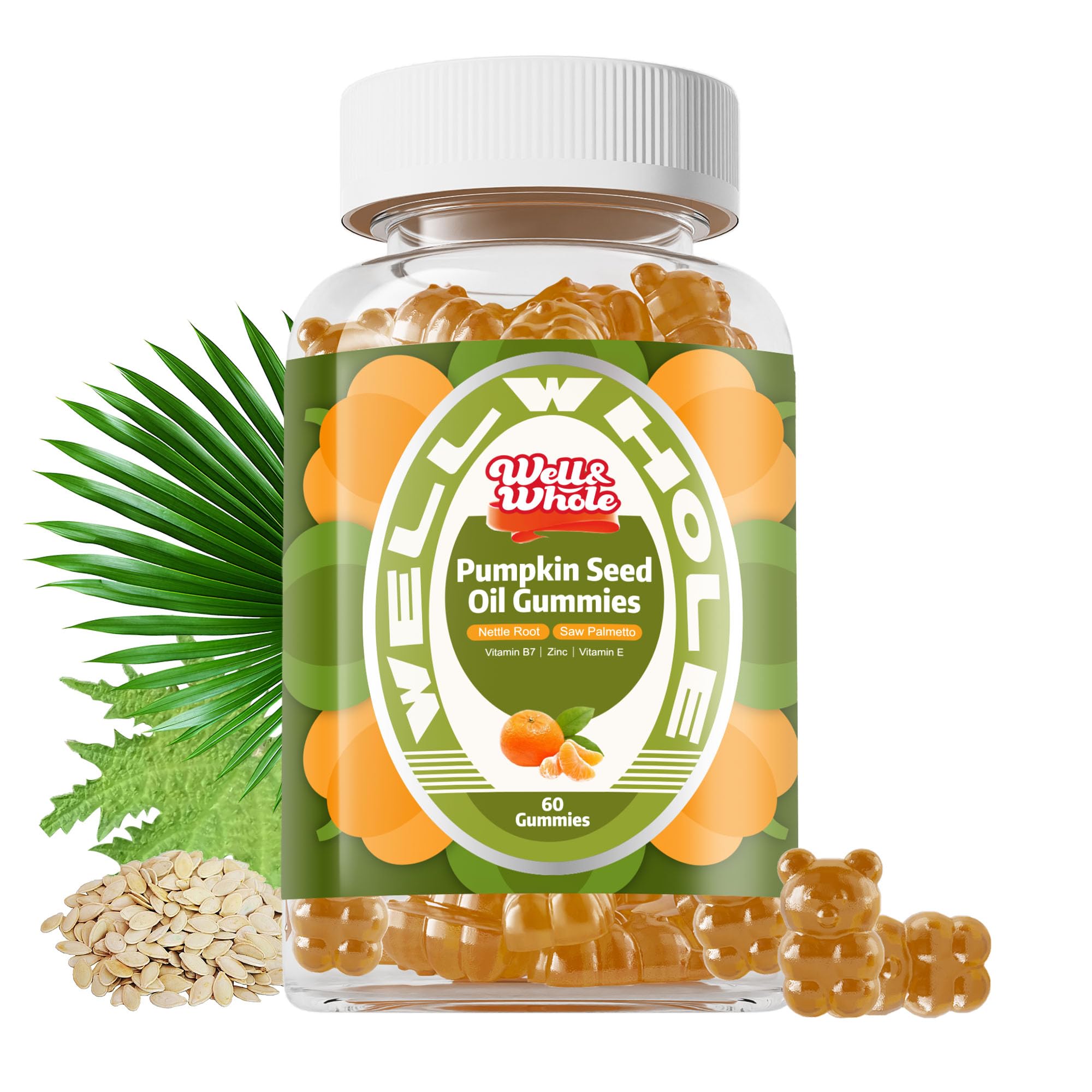 Well&Whole Pumpkin Seed Oil Gummies bottle with citrus flavor
