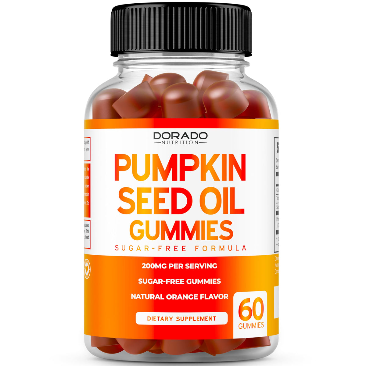 Bottle of pumpkin seed oil gummies with 60 capsules