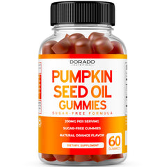 Bottle of pumpkin seed oil gummies with 60 capsules