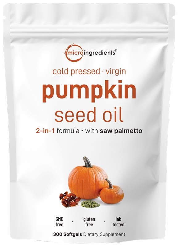Bottle of Micro Ingredients Pumpkin Seed Oil with Saw Palmetto