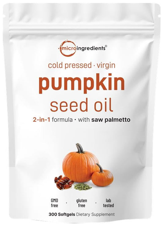 Bottle of Micro Ingredients Pumpkin Seed Oil with Saw Palmetto