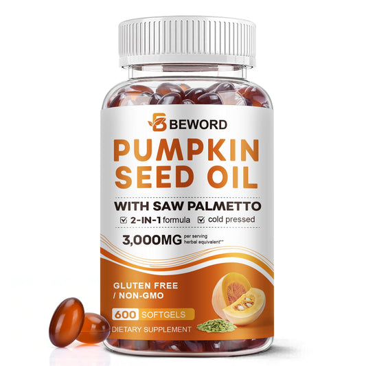 BEWORD Pumpkin Seed Oil with Saw Palmetto Capsules bottle front